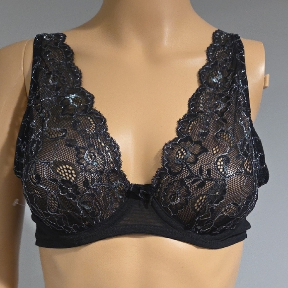 Rene Rofe Elegant Black Lace Bra - Picture 2 of 7